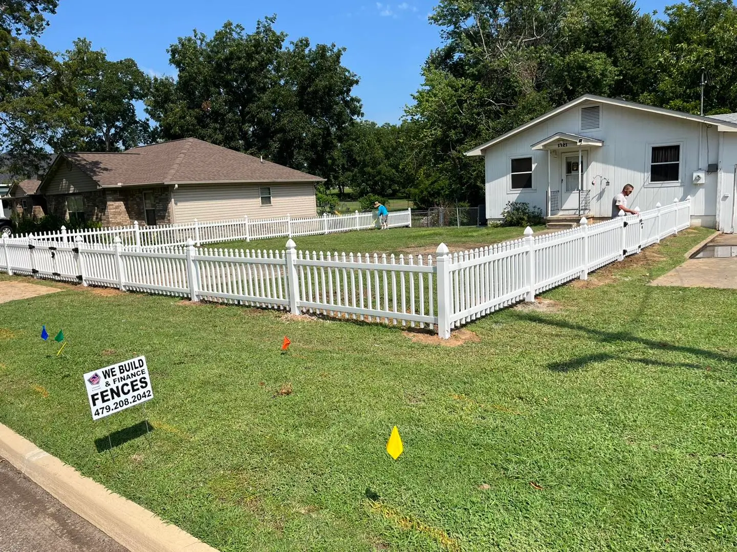 Vinyl white fence