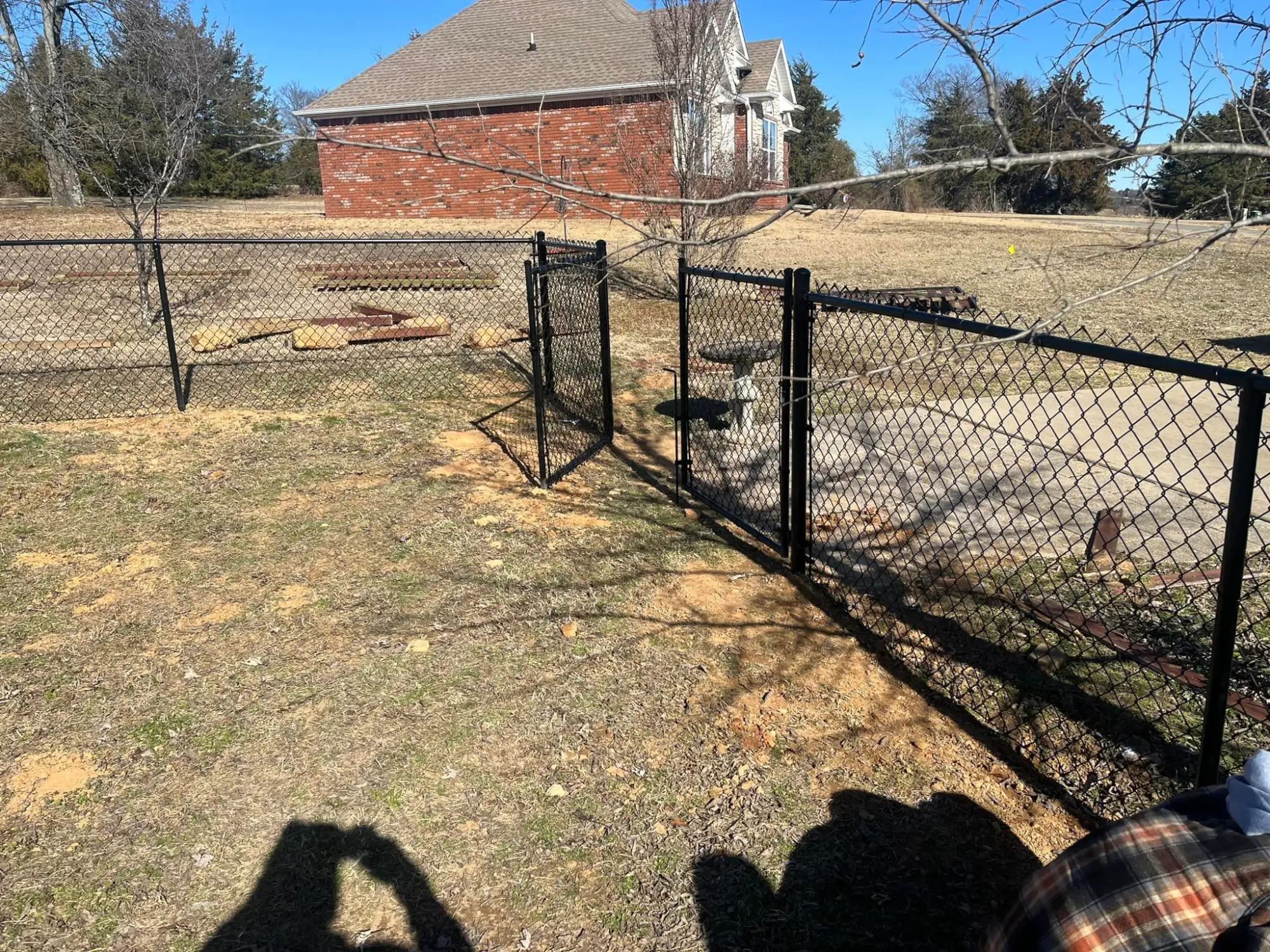 Black chain link fence